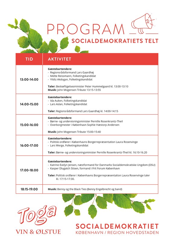 Socialdemokratiets Telts 1. Maj Program